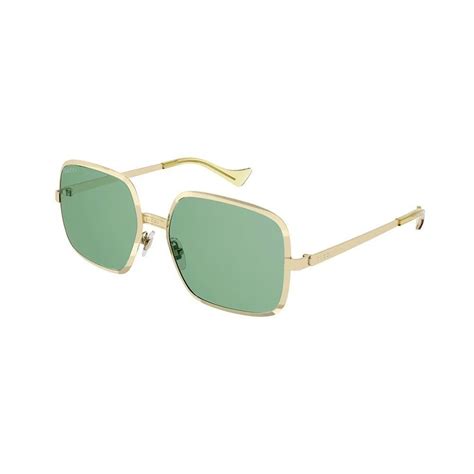 gucci - gg1063s - shiny yellow gold - metal|Rectangular sunglasses in yellow gold.